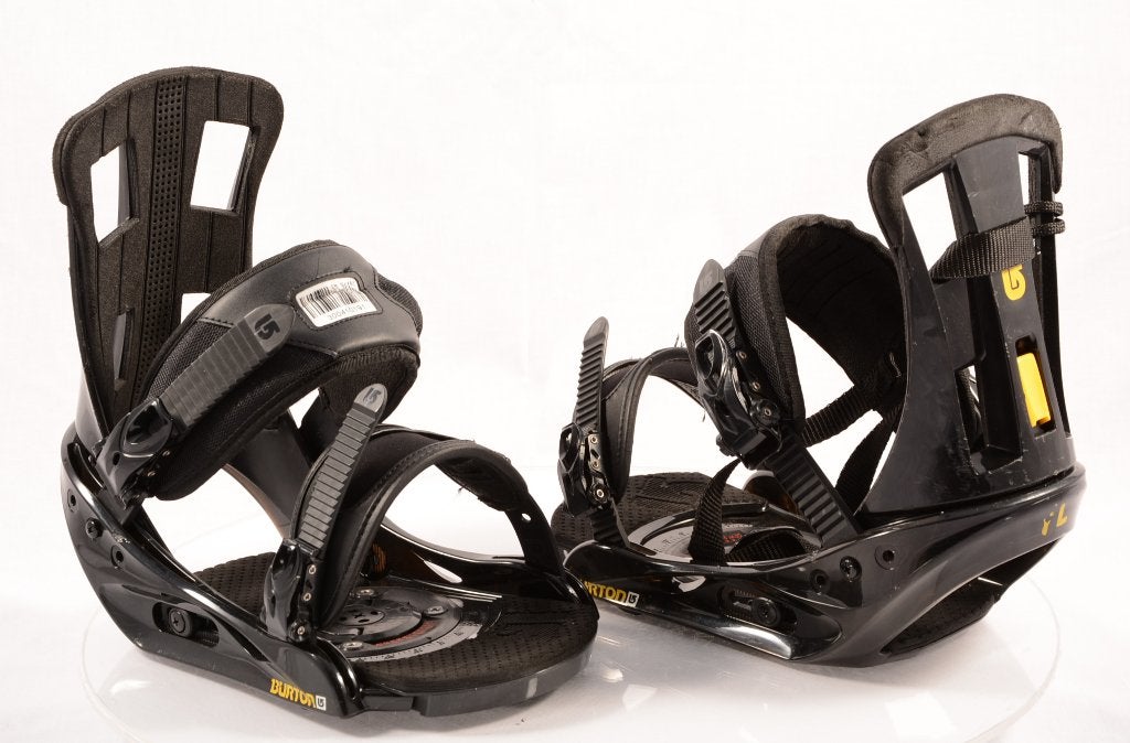 L ; fixations de snowboard BURTON PROGRESSION, noir/jaune, Envoi, Utilisé, Fixations