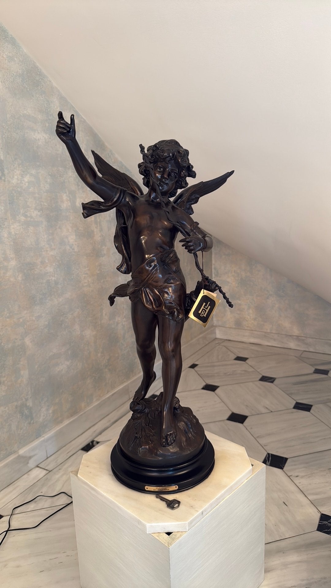 Brons sculptuur Cupido (August Moreau), Ophalen, Brons
