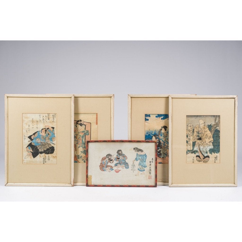 5 estampes ukiyo-e, Antiquités & Art, Art | Art non-occidental, Enlèvement ou Envoi