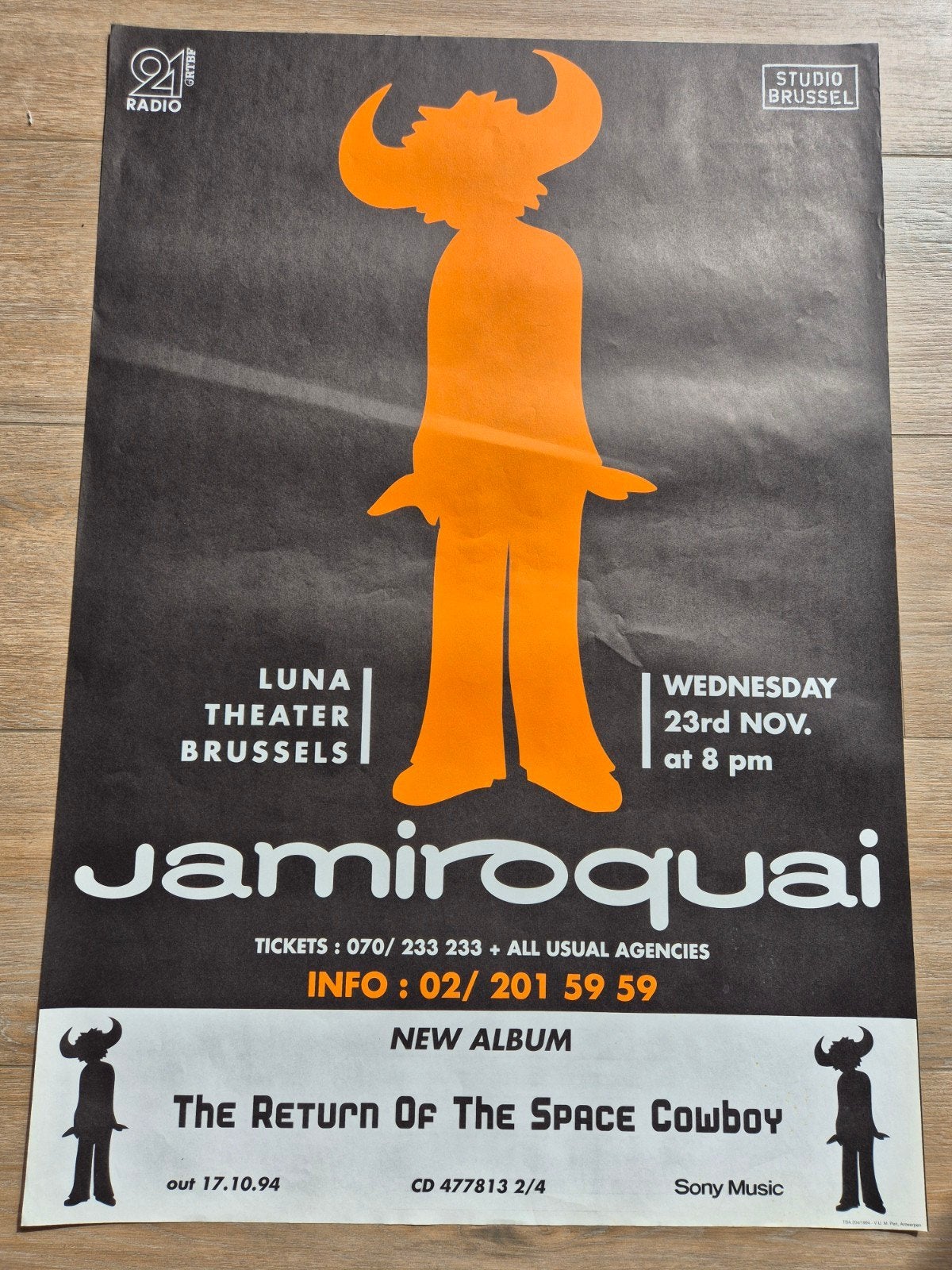 Concert poster Jamiroquai 1994, Ophalen of Verzenden, Zo goed als nieuw, Muziek