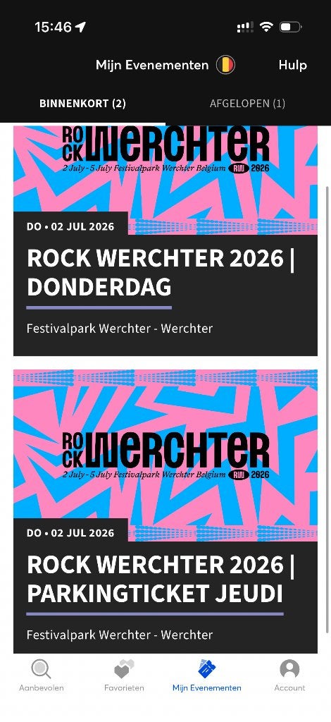 Rock Werchter donderdag, Tickets en Kaartjes, Evenementen en Festivals, Twee personen