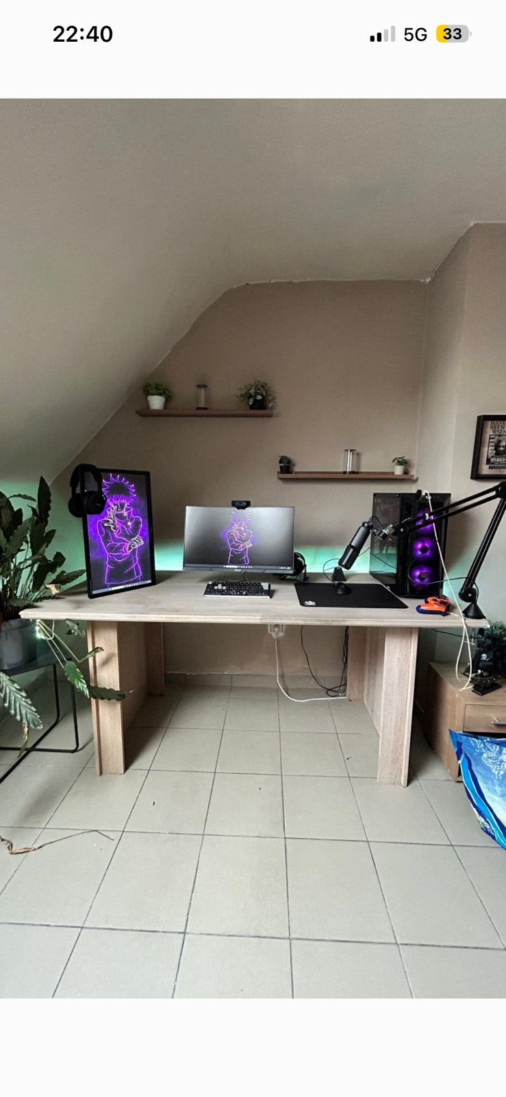 Bureau op maat gemaakt van massief hout 180 cm, Huis en Inrichting, Ophalen, Overige typen, Hout, Zo goed als nieuw