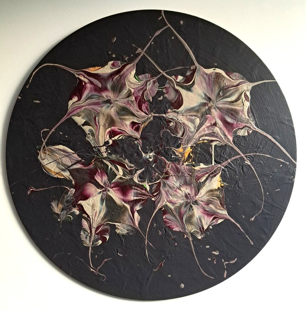 Abstract Modern Acryl canvas 70cm diameter, Antiek en Kunst, Ophalen, Abstract, Acrylverf, Hout