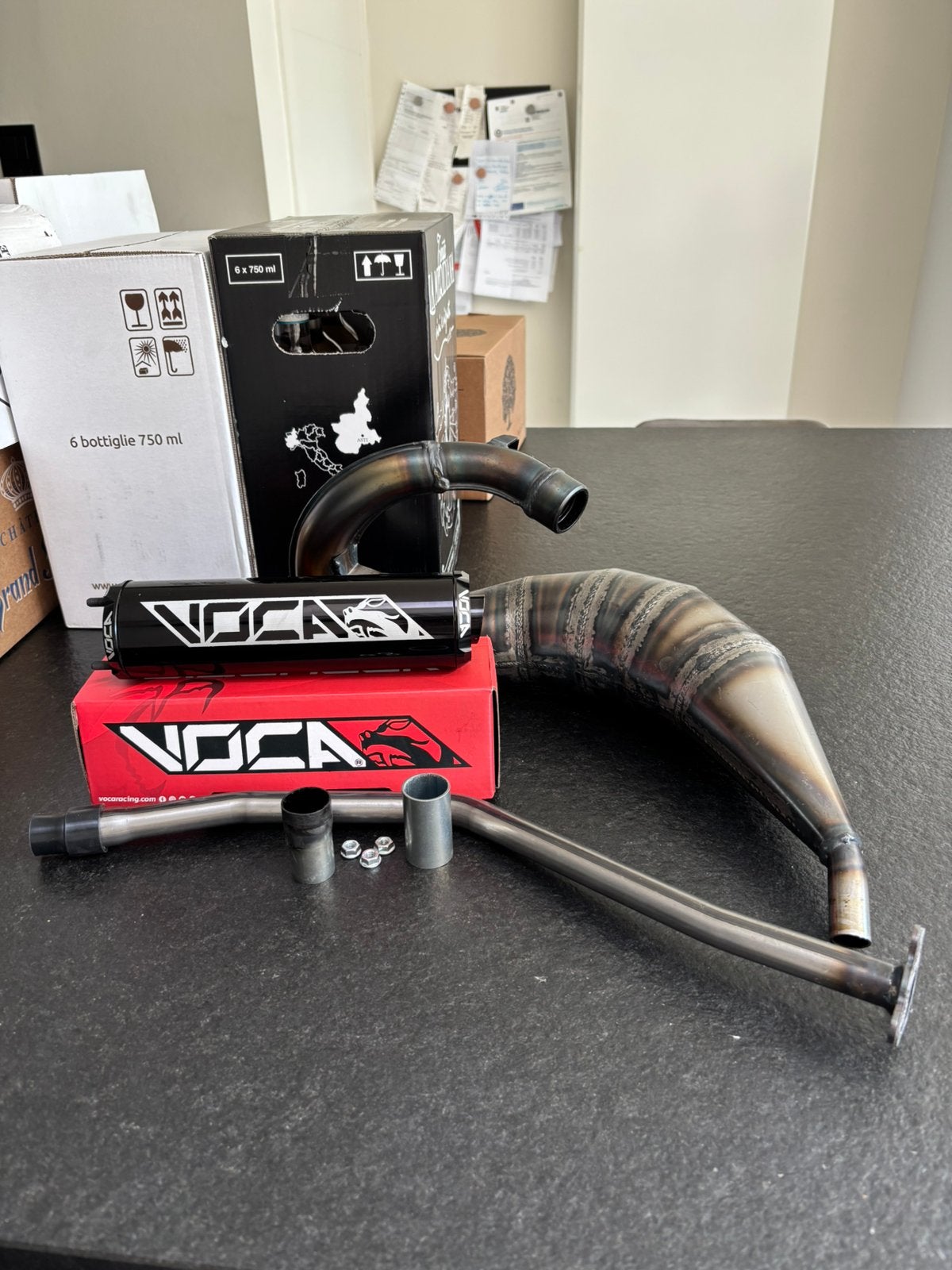 VOCA Racing complete uitlaatset - Nagenoeg nieuw!, Fietsen en Brommers, Brommeronderdelen | Algemeen, Nieuw, Uitlaat, Ophalen of Verzenden