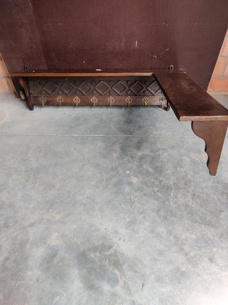 Étagère d'angle en chêne, porte-manteau, étagère à chapeaux, Maison & Meubles, Accessoires pour la Maison | Portemanteaux, Enlèvement ou Envoi