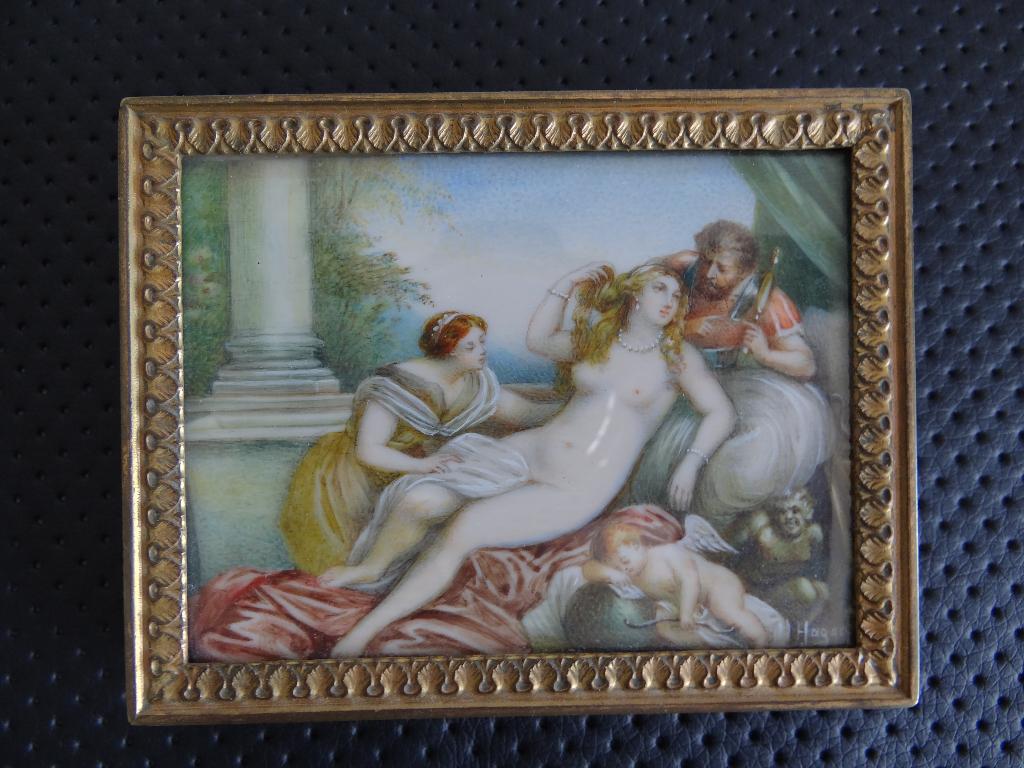 Belle Miniature Erotique Signée.19ème siècle.Unique!, Enlèvement ou Envoi