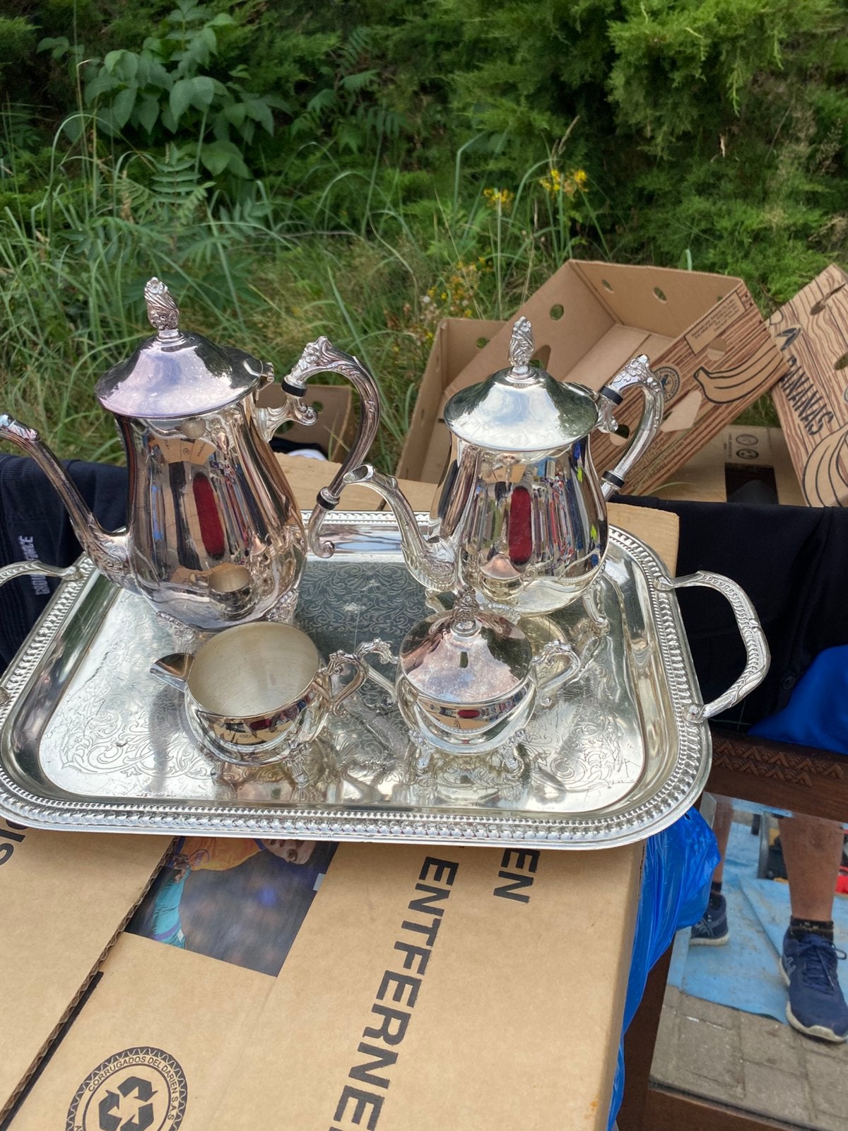 Zilver koffie en the serverr ensemble als nieuw, Ophalen of Verzenden