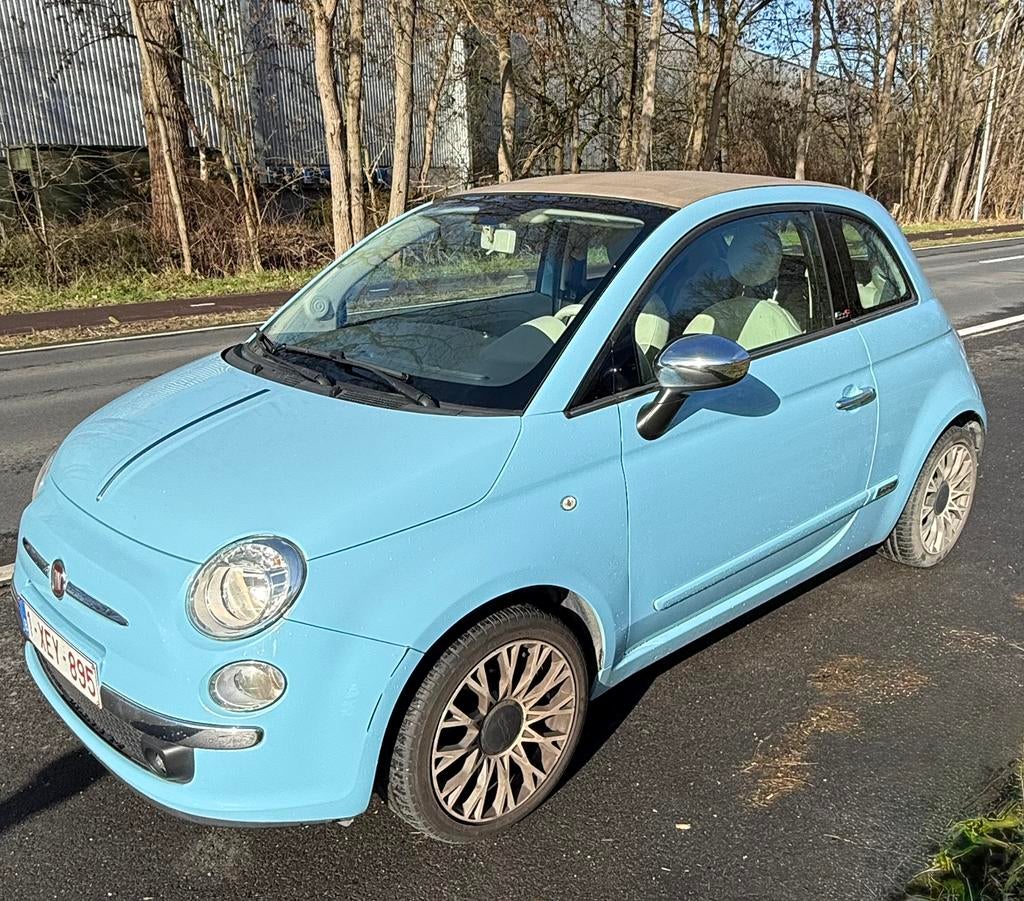 Fiat 500, 4 zetels, Beige, Cabriolet, Blauw