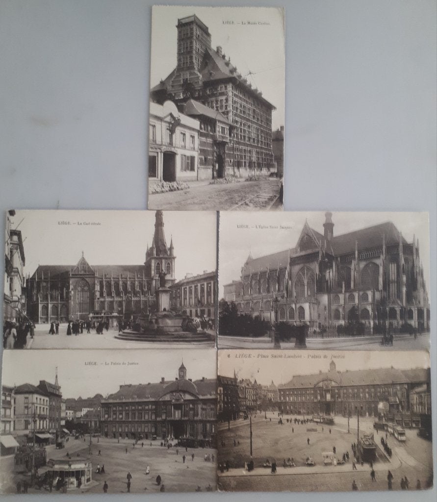 5 Oude Postkaarten : LUIK Musée Curtius etc. Ref.E105, Verzamelen, Ophalen of Verzenden, 1920 tot 1940, Ongelopen, Luik