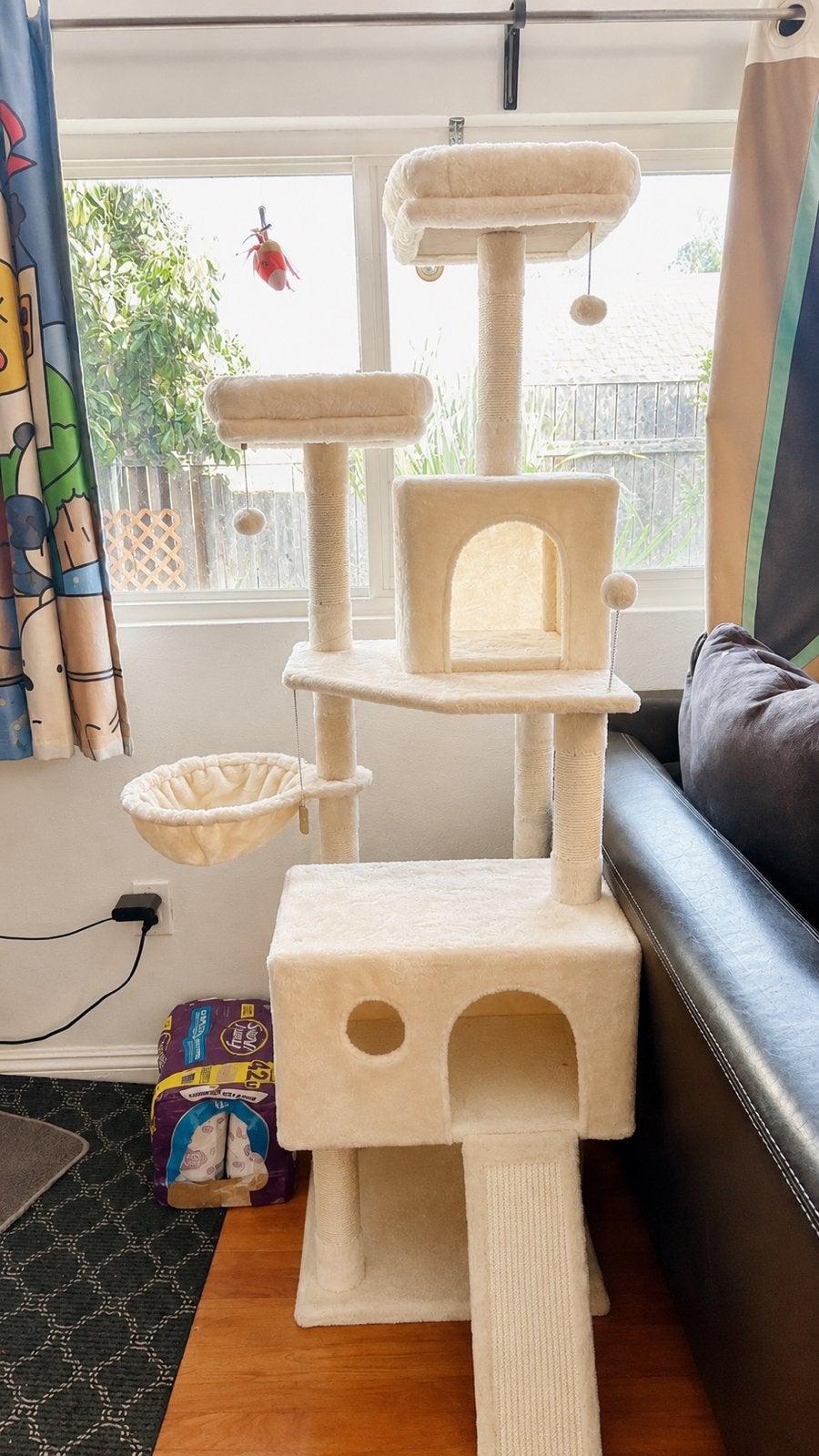 Nieuwe Krabpaal 162cm – Grote Kattenboom met 2 Huisjes, Enlèvement ou Envoi, Comme neuf, Griffoir
