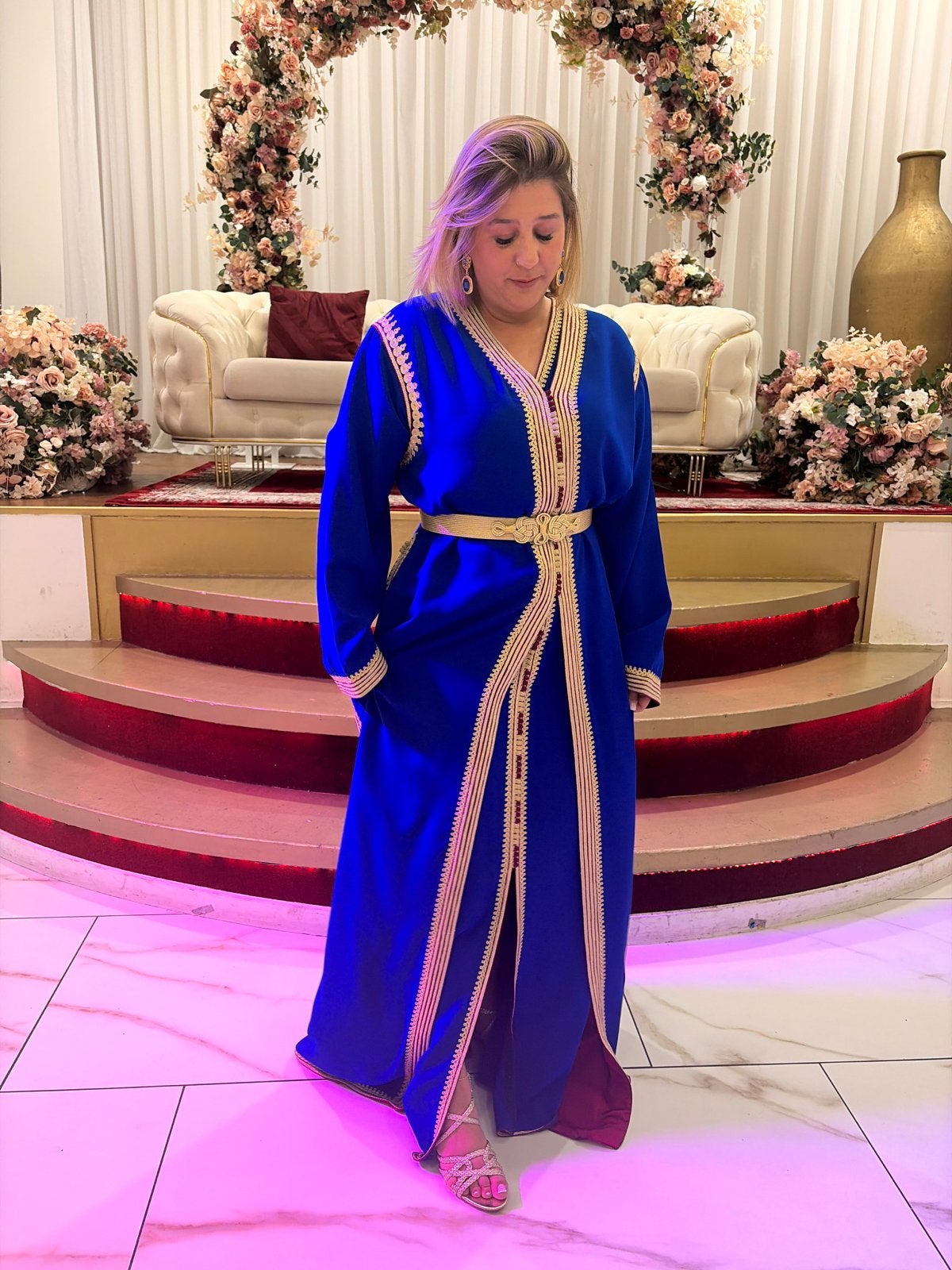 Prachtige hoogwaardige 2-delige Marokkaanse kaftan, Kleding | Dames, Ophalen, Zo goed als nieuw, Blauw