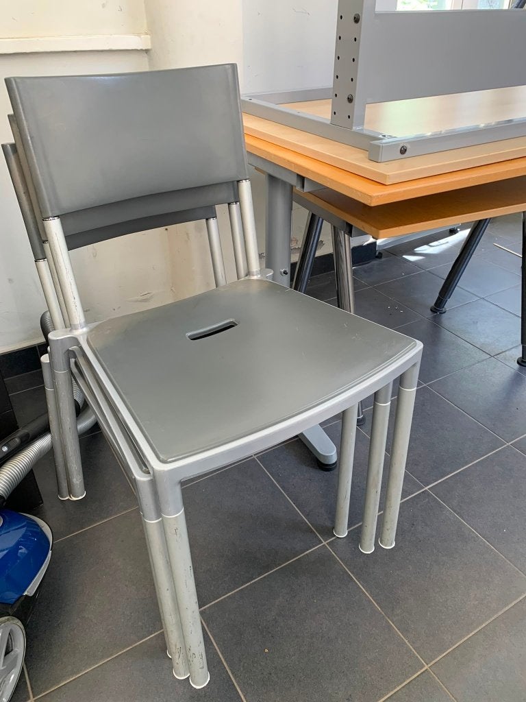 3 stoelen, Maison & Meubles, Chaises, Trois, Gris, Synthétique, Enlèvement