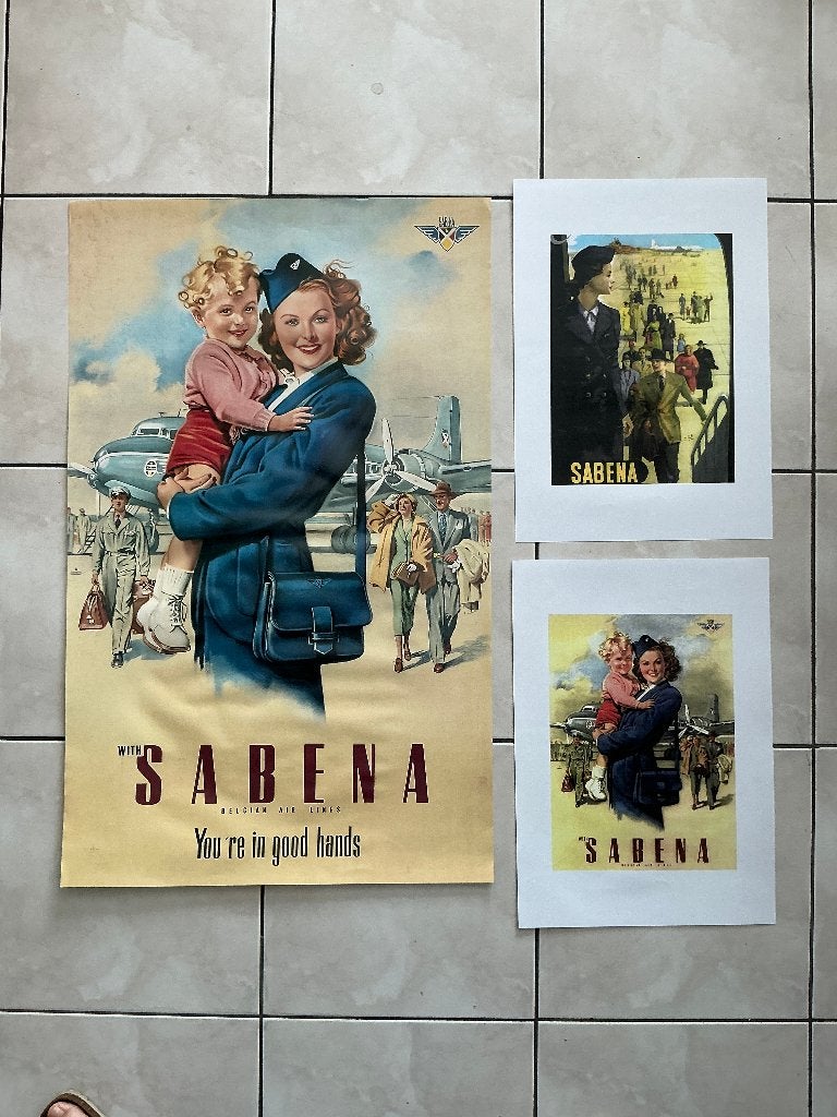 Set van 3 SABENA-posters, zie beschrijving en foto's., Verzamelen, Ophalen of Verzenden, Zo goed als nieuw, Overige typen
