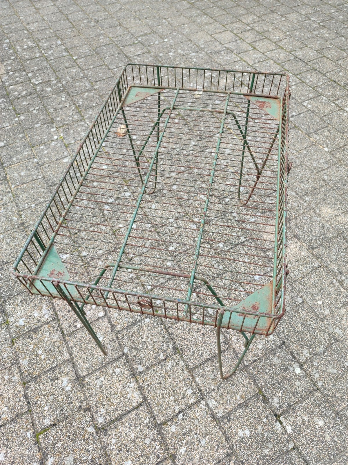 vintage groen metalen fruit groenten mand groentenwinkel rek, Tuin en Terras, Ophalen