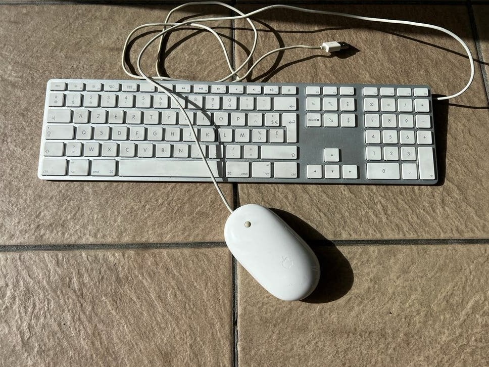 Apple toetsenbord AZERTY  A1343  + muis  A1153, Computers en Software, Muis, Gebruikt, Ophalen of Verzenden, Linkshandig