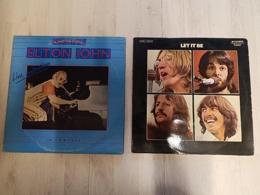Vinyles 33 tours Elton John Récital + Beatles Let it be, Vinyle coloré, Enlèvement ou Envoi, Utilisé, Pop