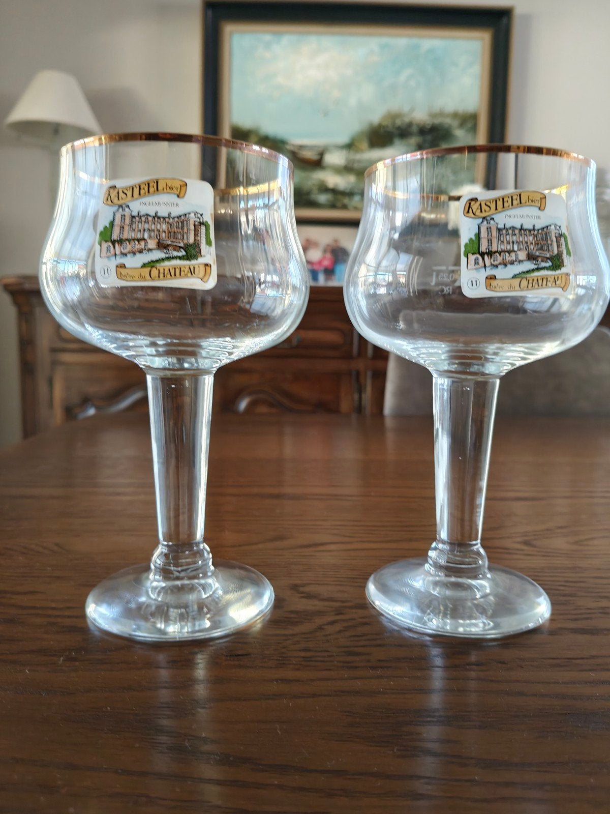 2 bierglazen Kasteelbier, Verzamelen, Ophalen, Zo goed als nieuw, Bierglas