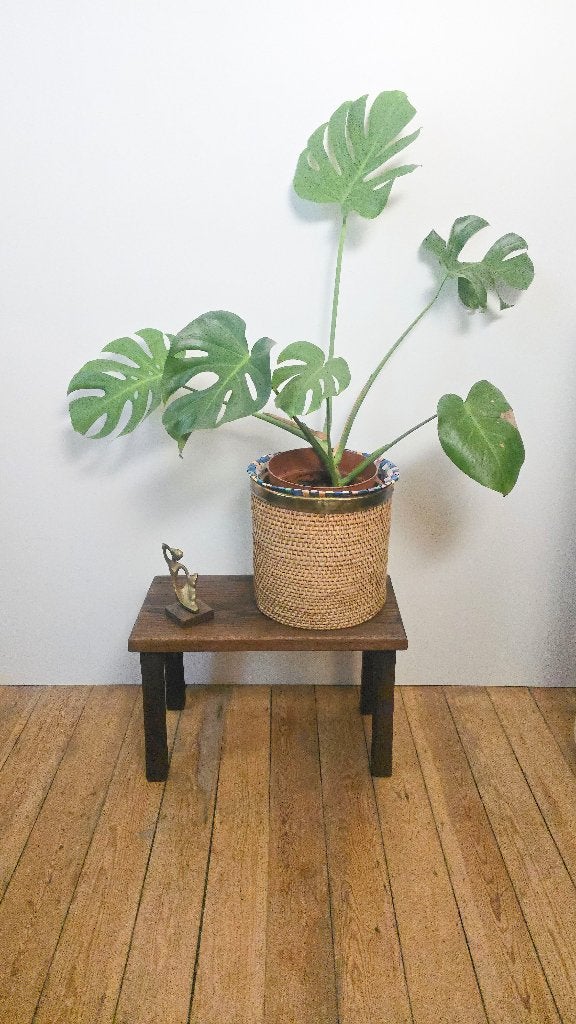 Brutalistische bank in massief hout - handmade vintage 1960, Ophalen of Verzenden, Huis en Inrichting