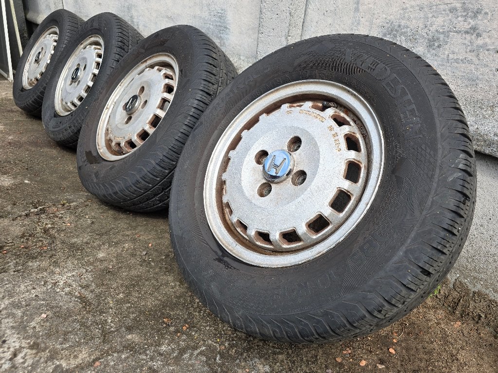 13'' ALU VELGEN 4x100+allseason BANDEN Honda 185/70 R13 86T, Auto-onderdelen, Ophalen, Gebruikt, 13 inch, Banden en Velgen