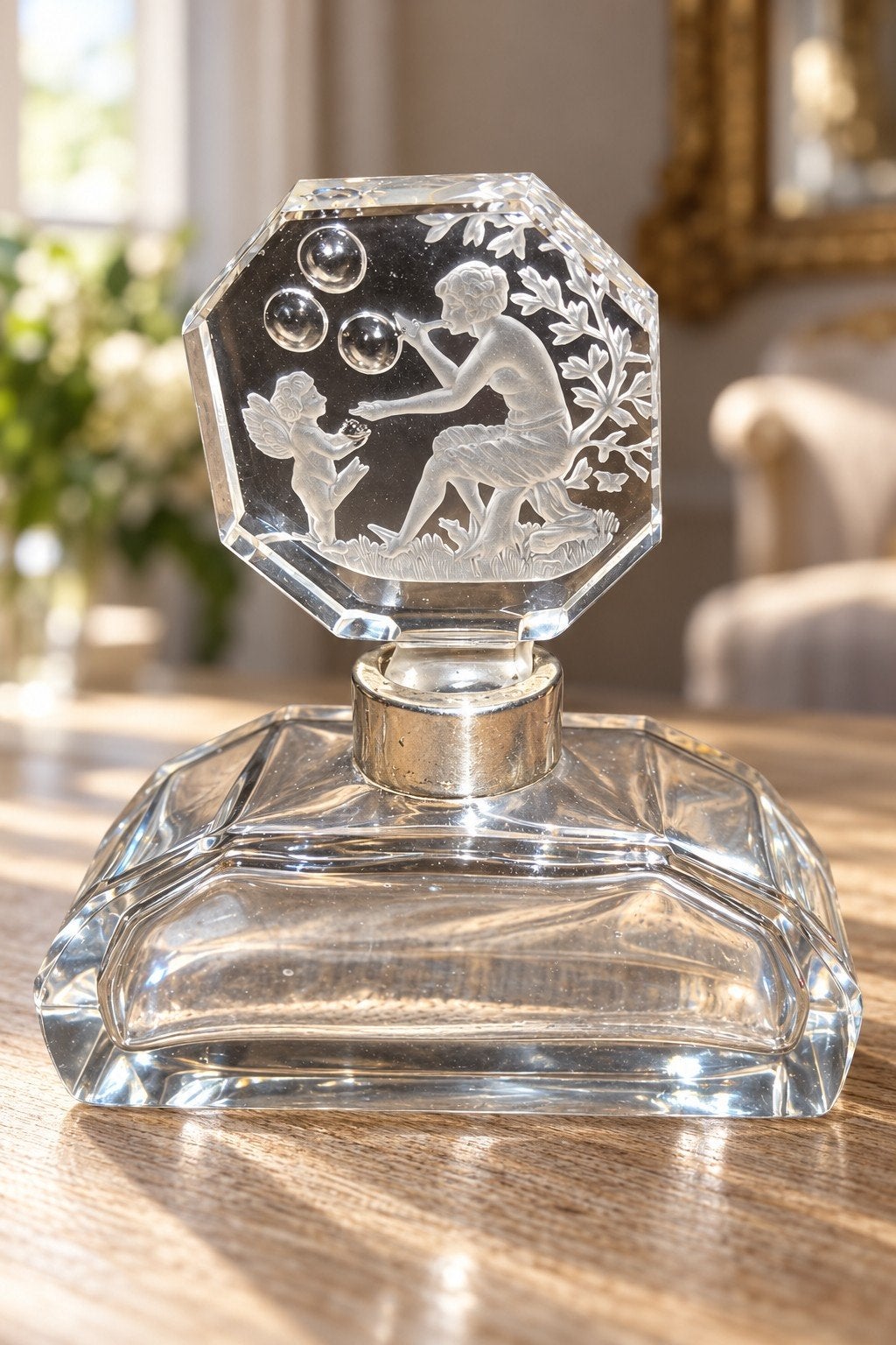 HH art deco parfumfles, Antiek en Kunst, Ophalen of Verzenden, Zilver