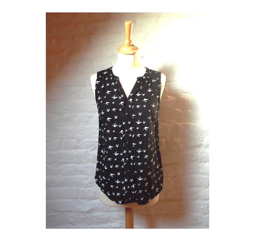 Top sans manches noir  motif oiseaux Vero Moda - Taille XS, Sans manches, Vero Moda, Enlèvement, Taille 34 (XS) ou plus petite