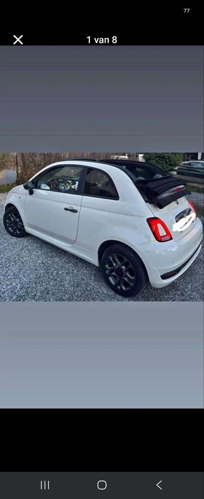 Fiat 500 cabrio, Auto's, Fiat, Open dak, Zwart, Cabriolet, Wit