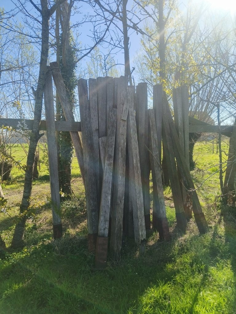 Massief eiken balken, Doe-het-zelf en Bouw, Hout en Planken, Ophalen, Gebruikt, Eiken, 50 mm of meer