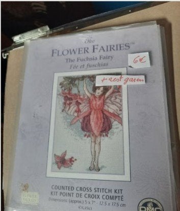 patroon + restgarens The Flower Fairies "The Fuchsia Fairy", Ophalen of Verzenden, Zo goed als nieuw, Handborduren, Patroon