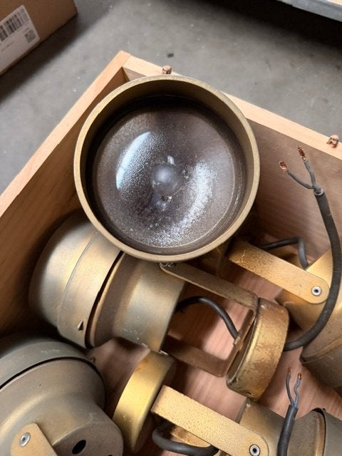 Vintage industriële wand-/plafondspots – goud/messing, Ophalen, Gebruikt, Metaal, Plafondspot of Wandspot