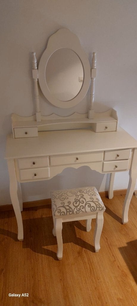 Kaptafel / Schminktafel met spiegel en krukje, Enlèvement, Utilisé, 50 à 100 cm, 100 à 150 cm