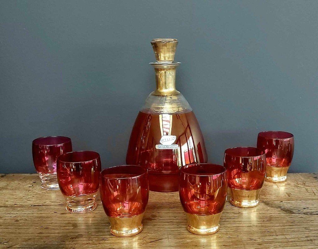 Ancien service à liqueur cristallerie de Laeken - années '50, Antiquités & Art, Enlèvement ou Envoi
