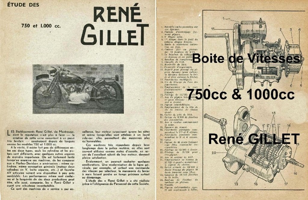 RTM René GILLET 1000 - 750 - 750 - 125 - 100cc in het Frans., Motoren, Verzenden