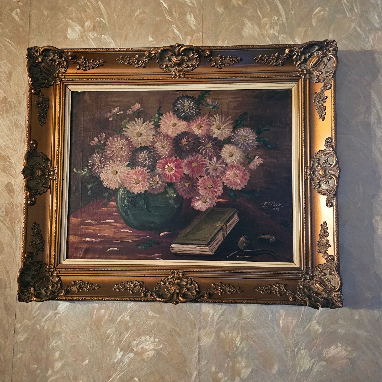 schilderij - Leon Cilissen, Antiek en Kunst, Ophalen, Gedateerd, Bloemen