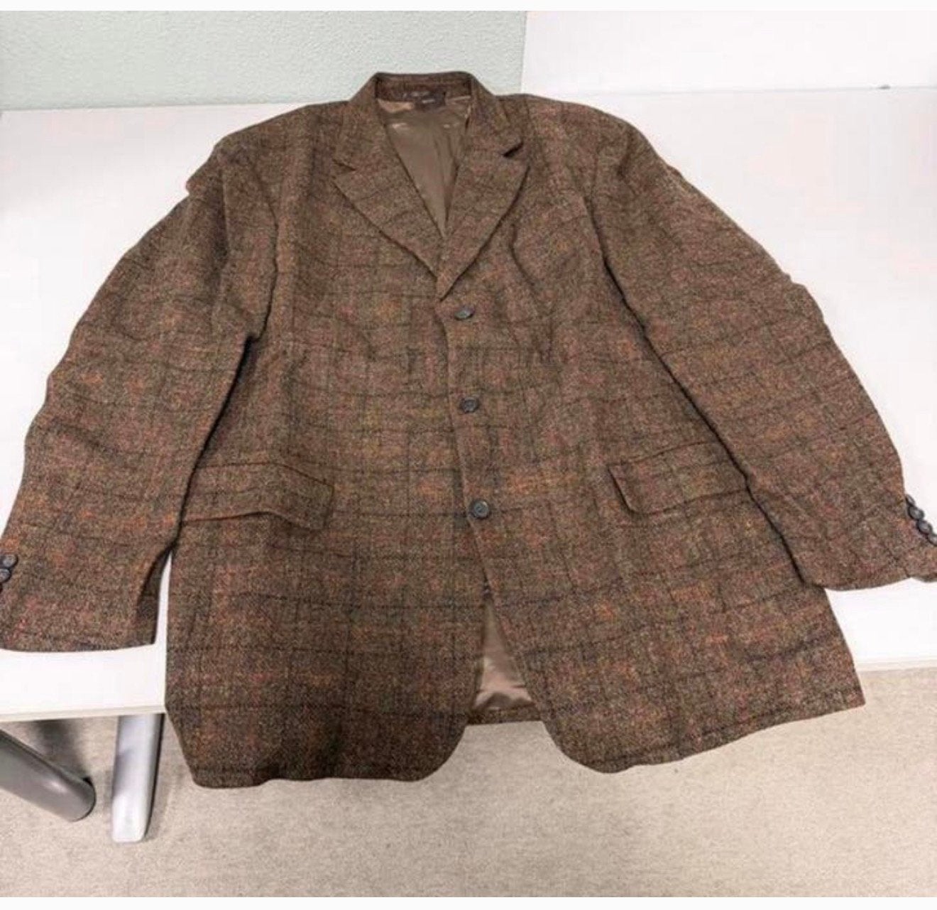 Vintage Harris Tweed Heren Colbert Wol wollen bruin Maat XL, Kleding | Heren, Ophalen of Verzenden, Zo goed als nieuw, Maat 56/58 (XL)
