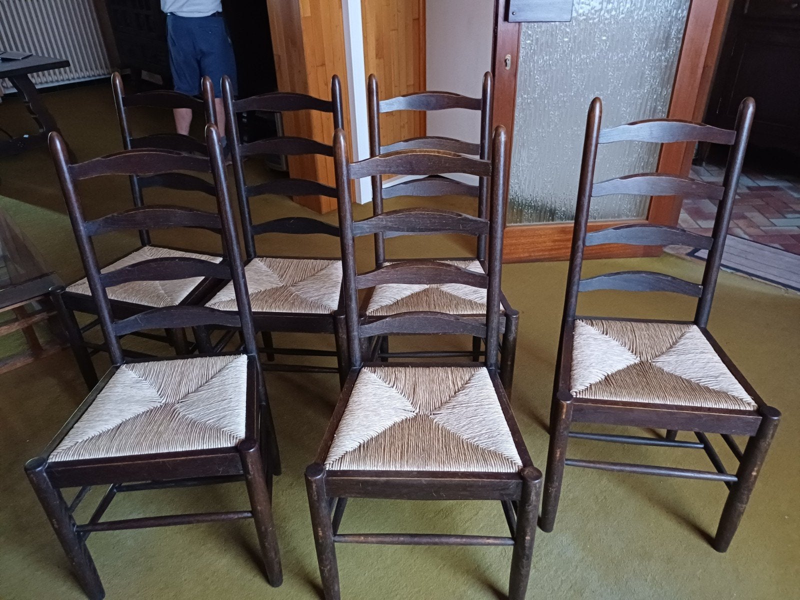 6 chaises en chêne, Huis en Inrichting, Stoelen, Ophalen, Gebruikt, Bruin, Vijf, Zes of meer stoelen
