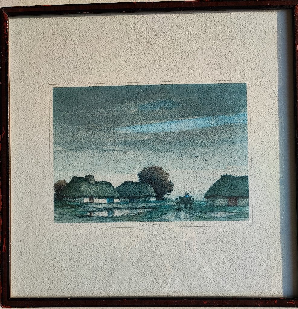 **excl.ets “ valavond” (Baksteen)  *   aan  ELK ERNSTIG BOD, Ophalen, Achter glas, Landschap