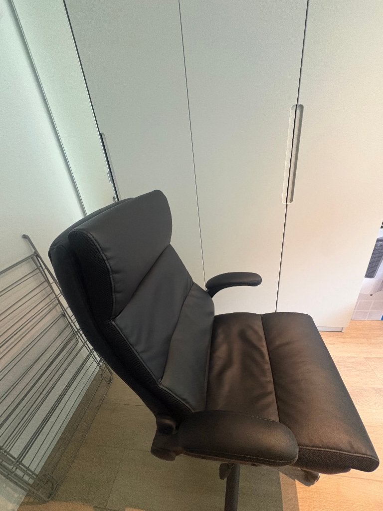 Chaise de bureau professionnelle KASTBJERG similicuir noir, Maison & Meubles, Enlèvement, Utilisé, Noir, Chaise de bureau