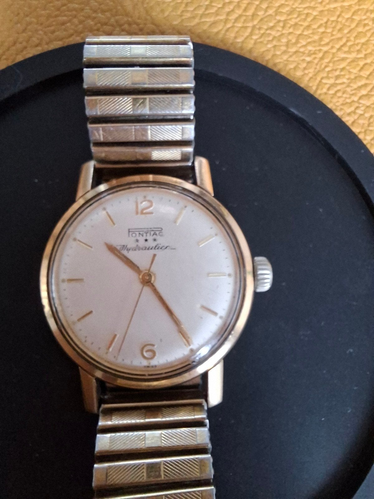 Prachtige Vintage Pontiac Hydraulica (Jaren 60) - Loopt aan!, Handtassen en Accessoires, Horloges | Dames, Ophalen, Gebruikt, Polshorloge