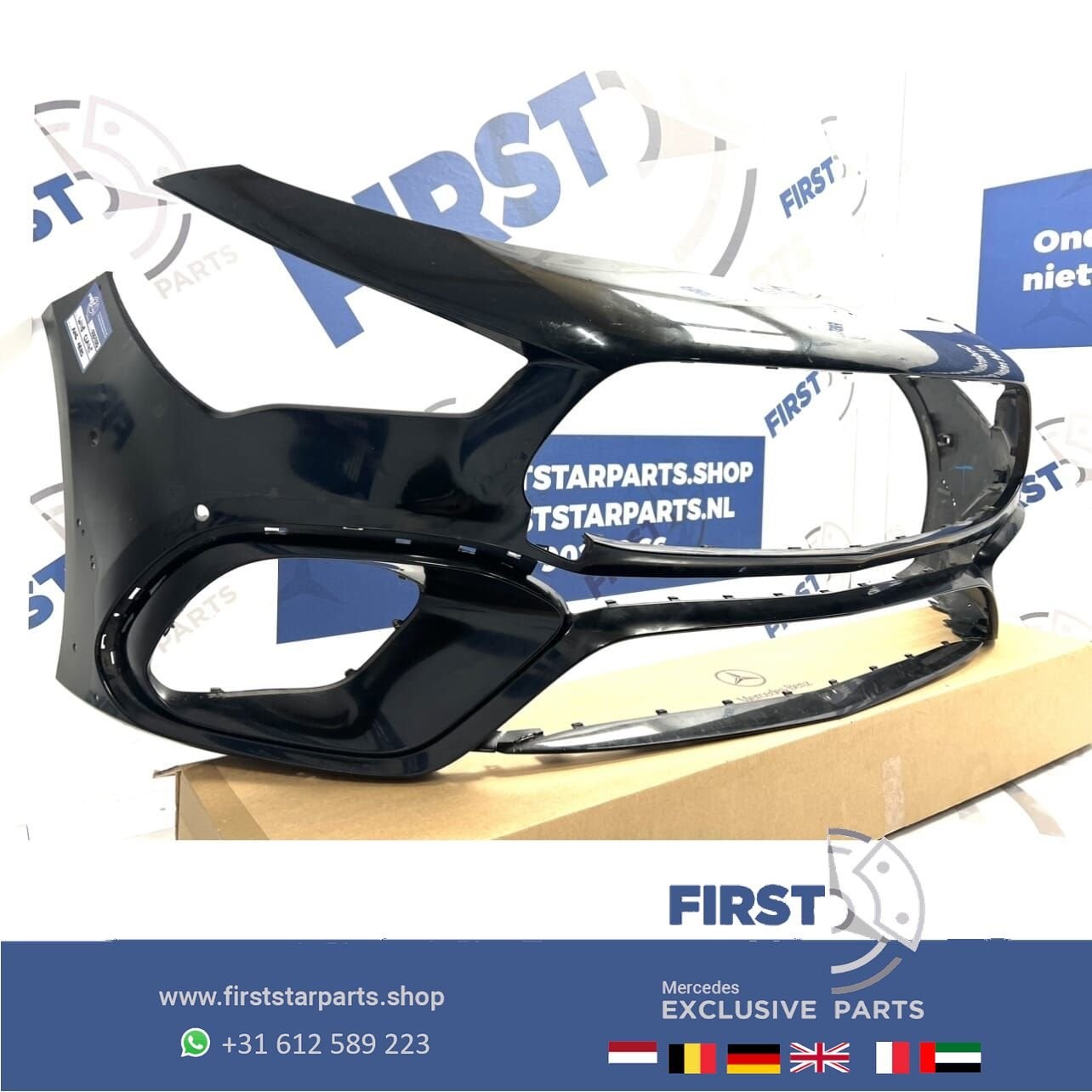 W118 CLA 45 BUMPER C118 CLA45 AMG VOORBUMPER ZWART ORIGINEEL, Gebruikt, -, Voor, Ophalen of Verzenden