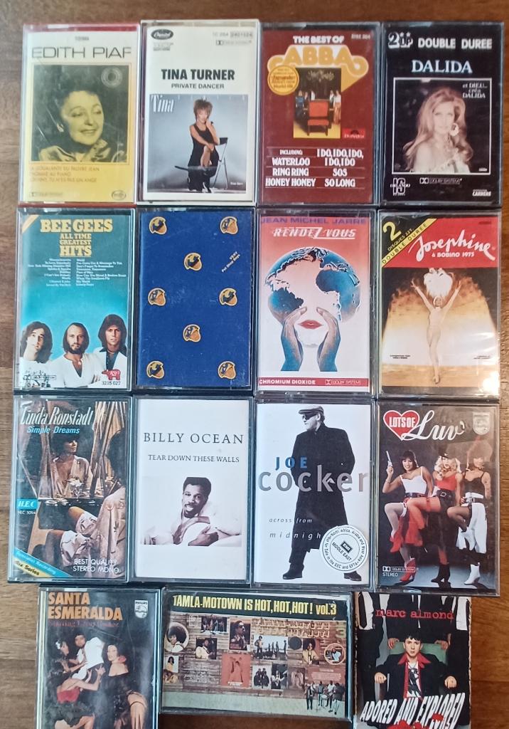 15 cassettes/ Abba/Dalida/Luv/Pet Shop Boys/Tina Turner/Piaf, Cd's en Dvd's, Cassettebandjes, Ophalen of Verzenden