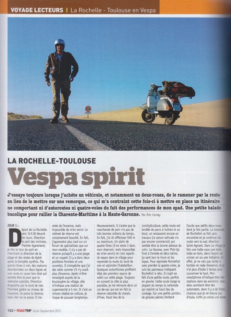 Road Trip en Scooter La Rochelle Toulouse en Vespa PX 125, Envoi, Utilisé