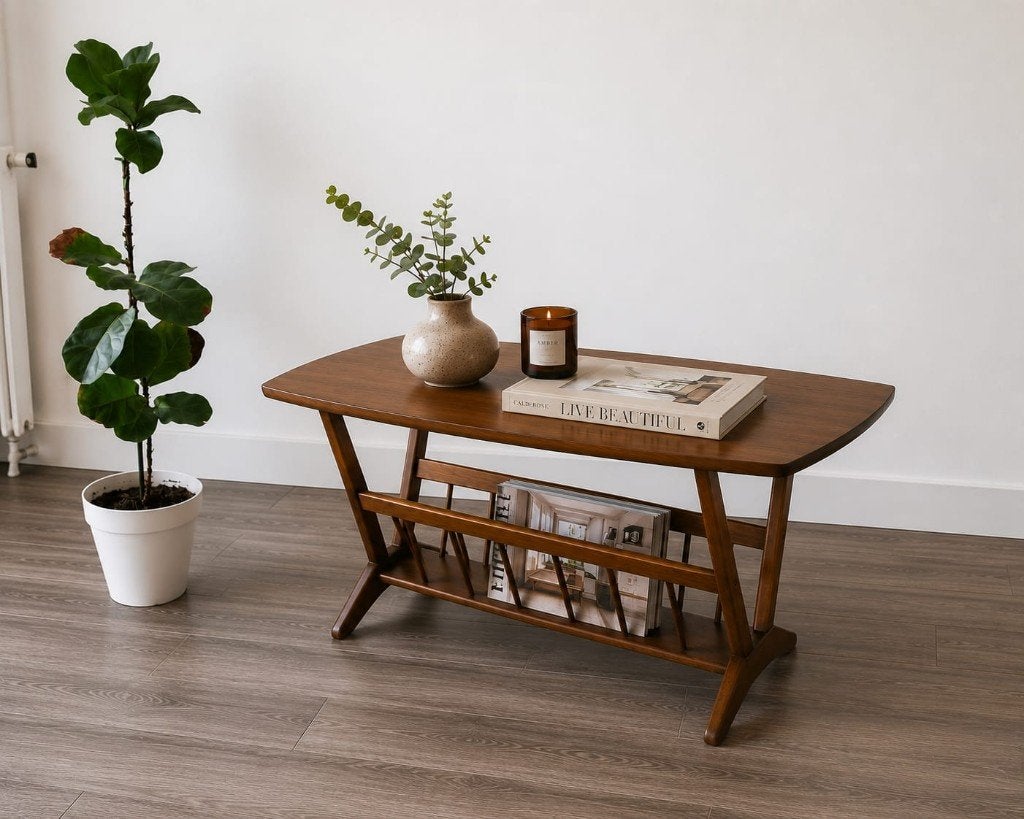 Vintage bijzettafel met lectuurbak, Ophalen