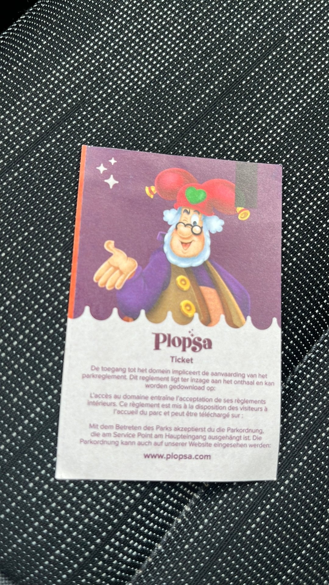 Ticket parking plopsaland plopsaqua, Ticket ou Carte d'accès