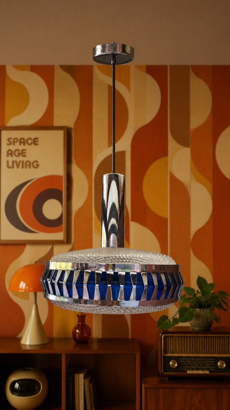 Massive ufo lamp 1970s blauw, Huis en Inrichting, Lampen | Hanglampen, Ophalen of Verzenden