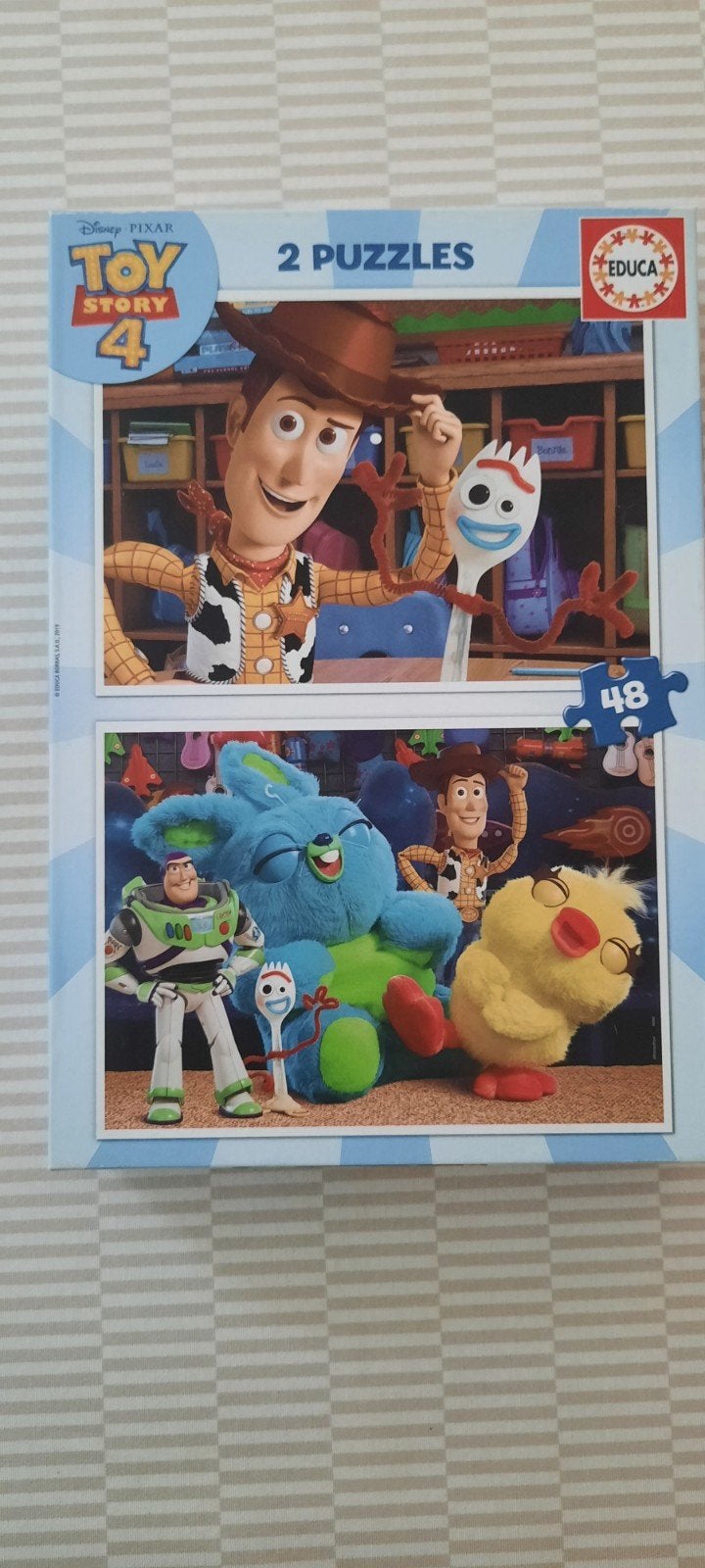 2 puzzels van 48 stukjes Toy Story, Enlèvement, 10 à 50 pièces, Comme neuf, 4 à 6 ans