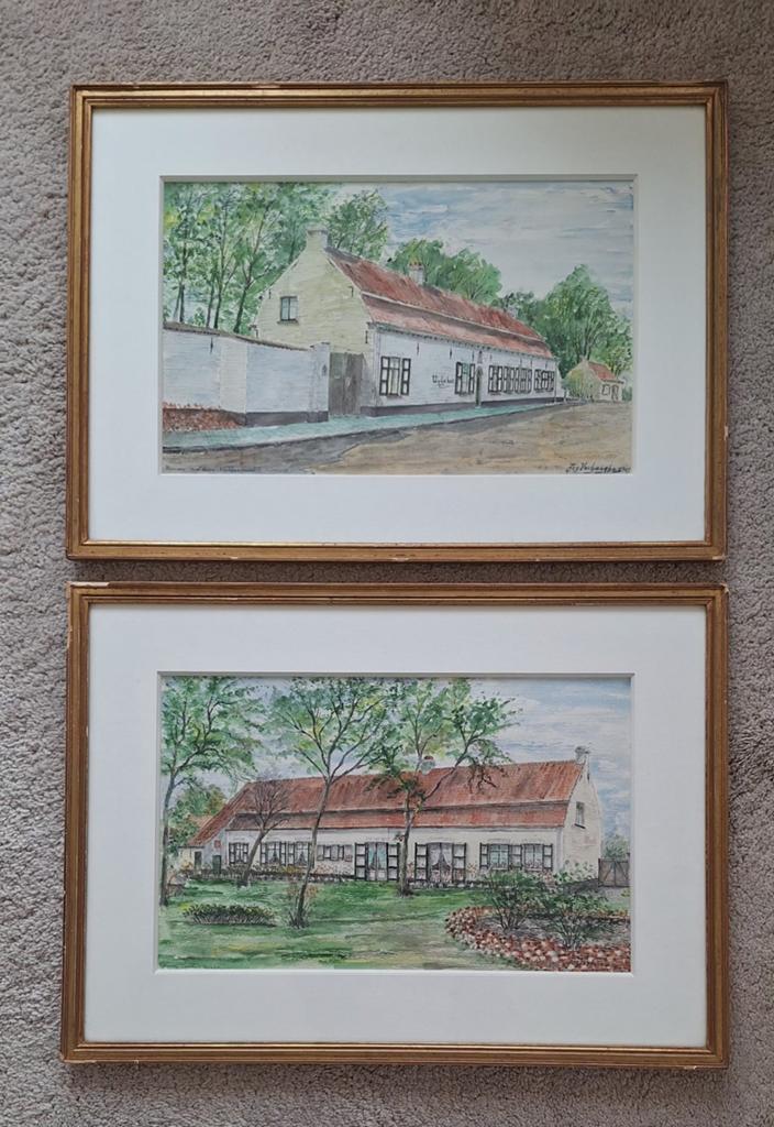 Aquarel landhuis "Uylekot" in Damme  door Jozef Verhaeghe, Antiek en Kunst, Ophalen of Verzenden