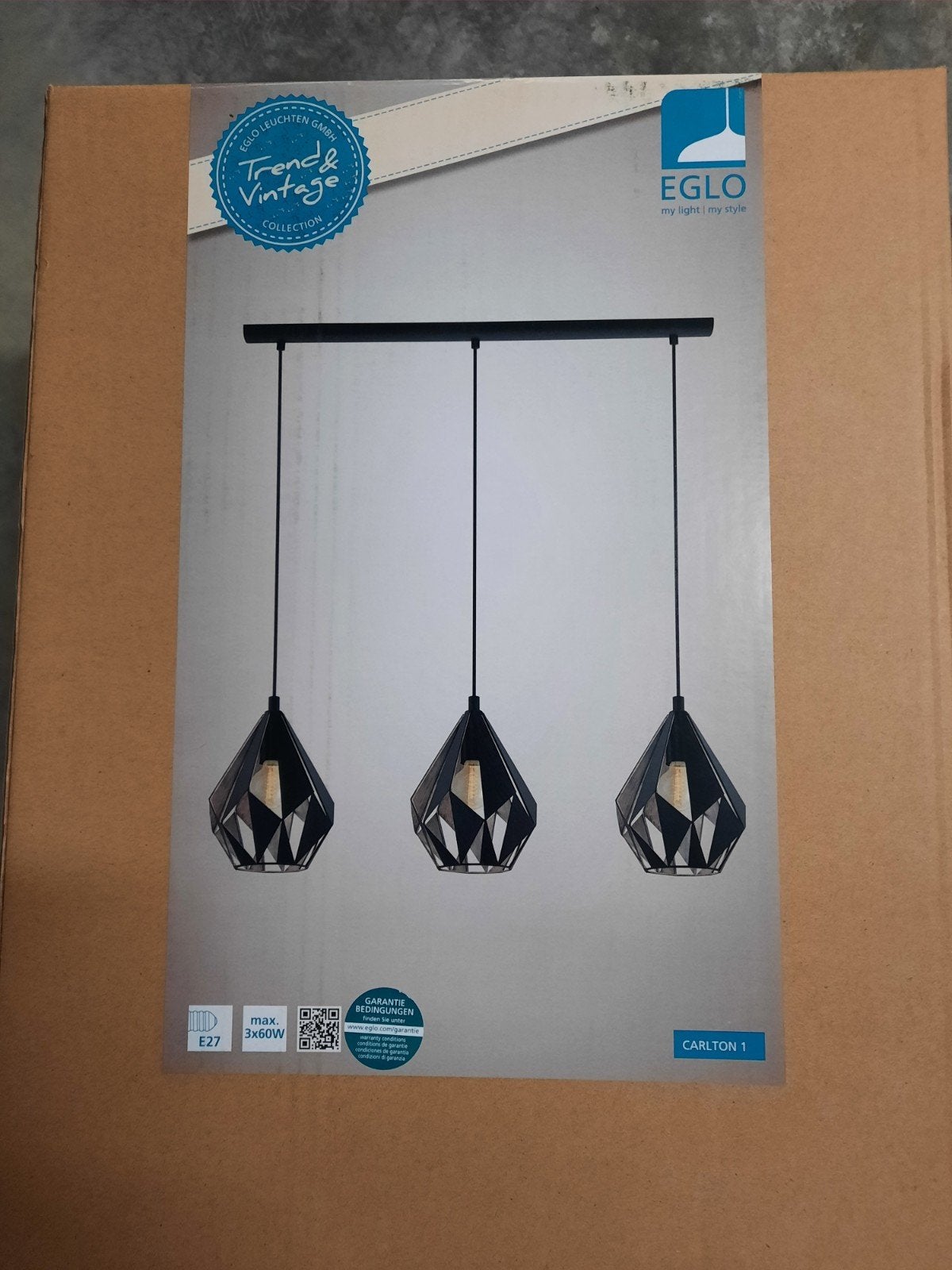 Eglo hanglamp CARLTON 1, Comme neuf, Enlèvement, E27 (grand), Métal