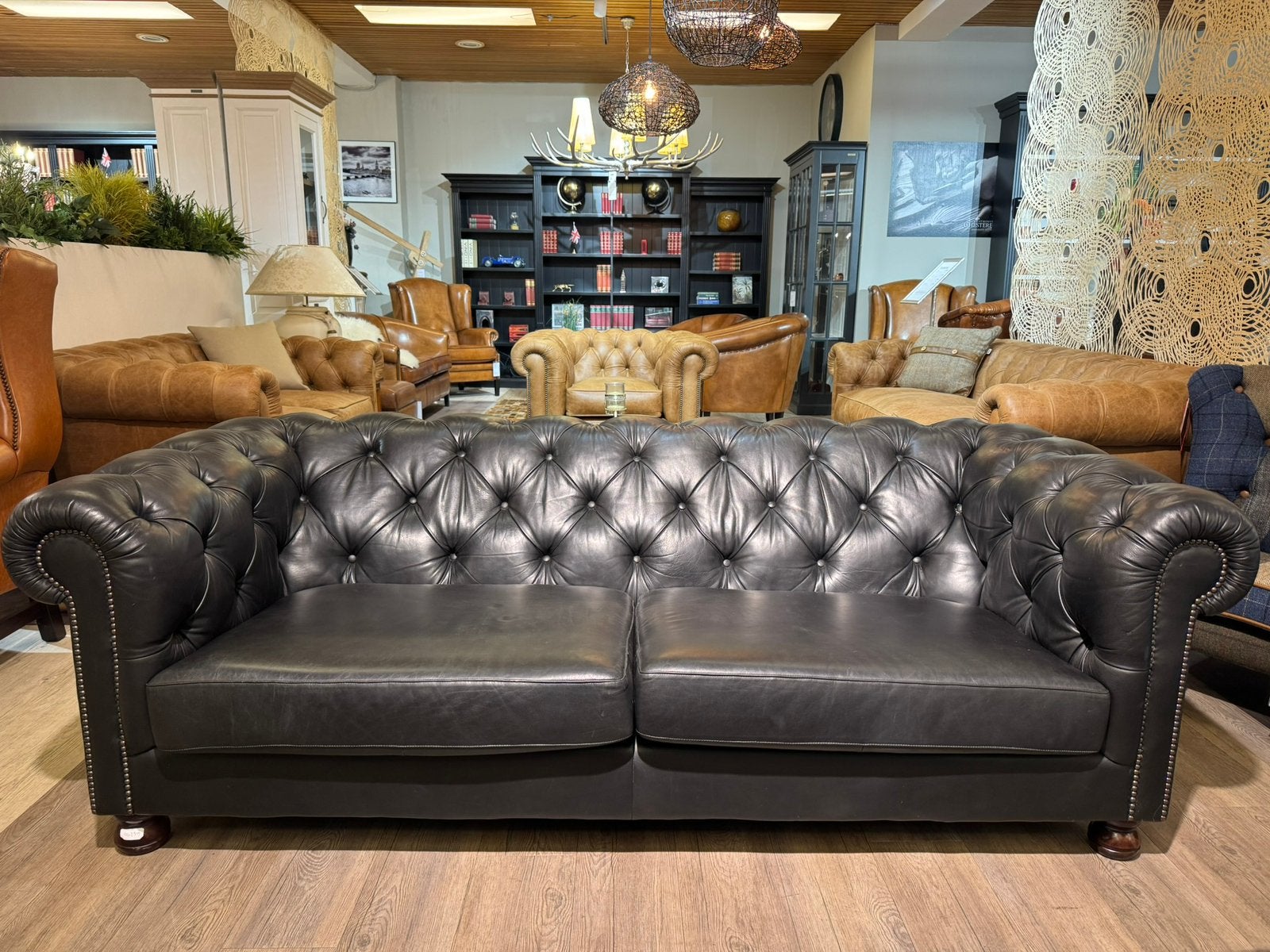 Originele Tetrad chesterfield 3 zits bank zwart, Ophalen of Verzenden, Zo goed als nieuw