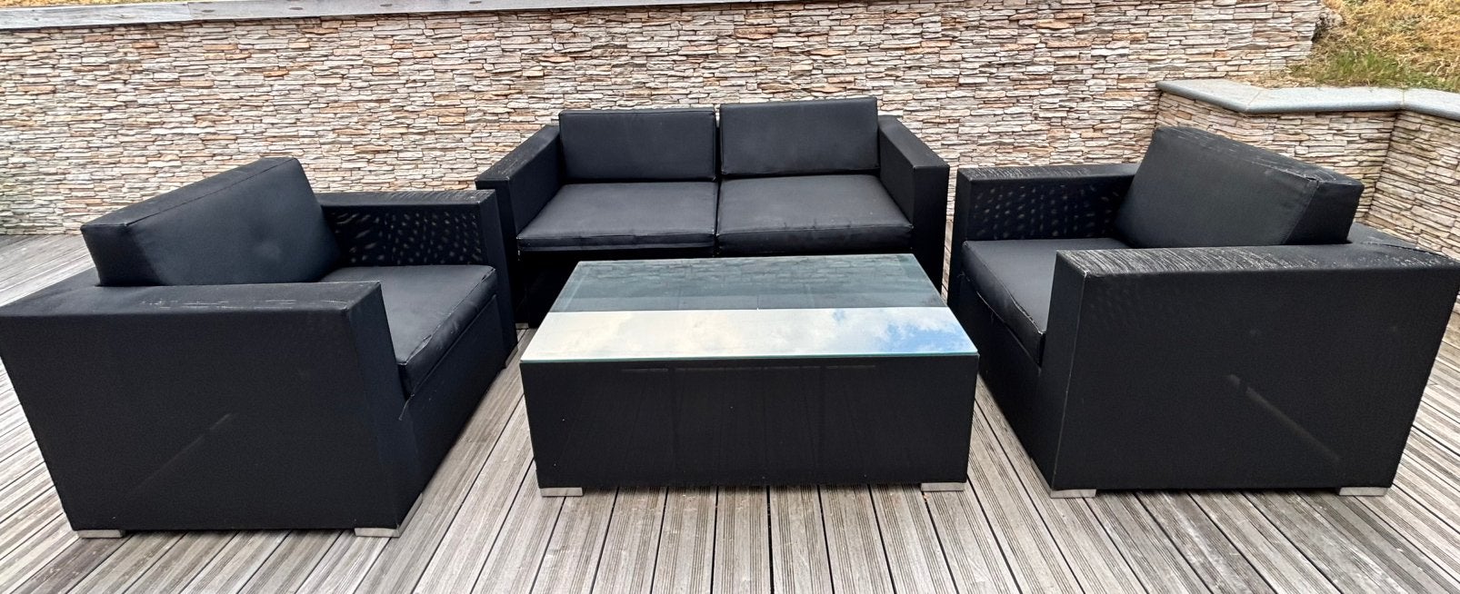 Salon de jardin 4 places avec table basse – 80 €, Enlèvement, Utilisé, 2 places, Salons de jardin