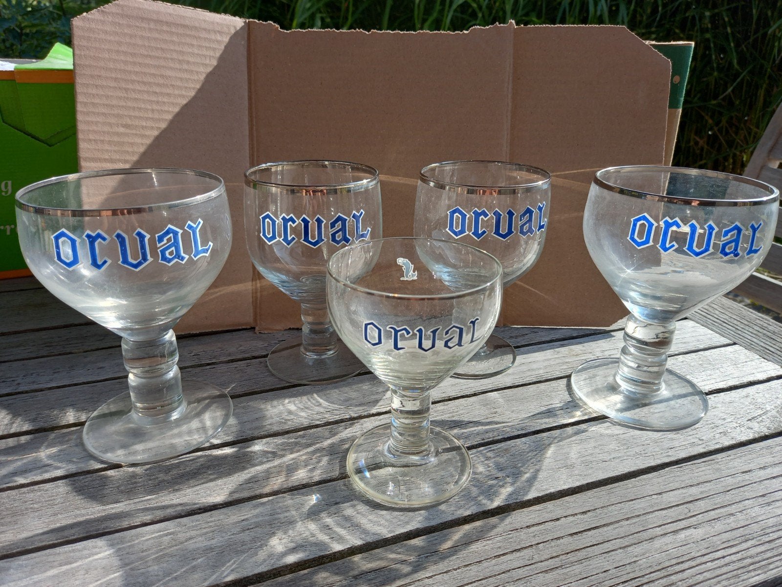 5 vieux verres Orval, bord supérieur encore en parfait état, Collections, Enlèvement ou Envoi